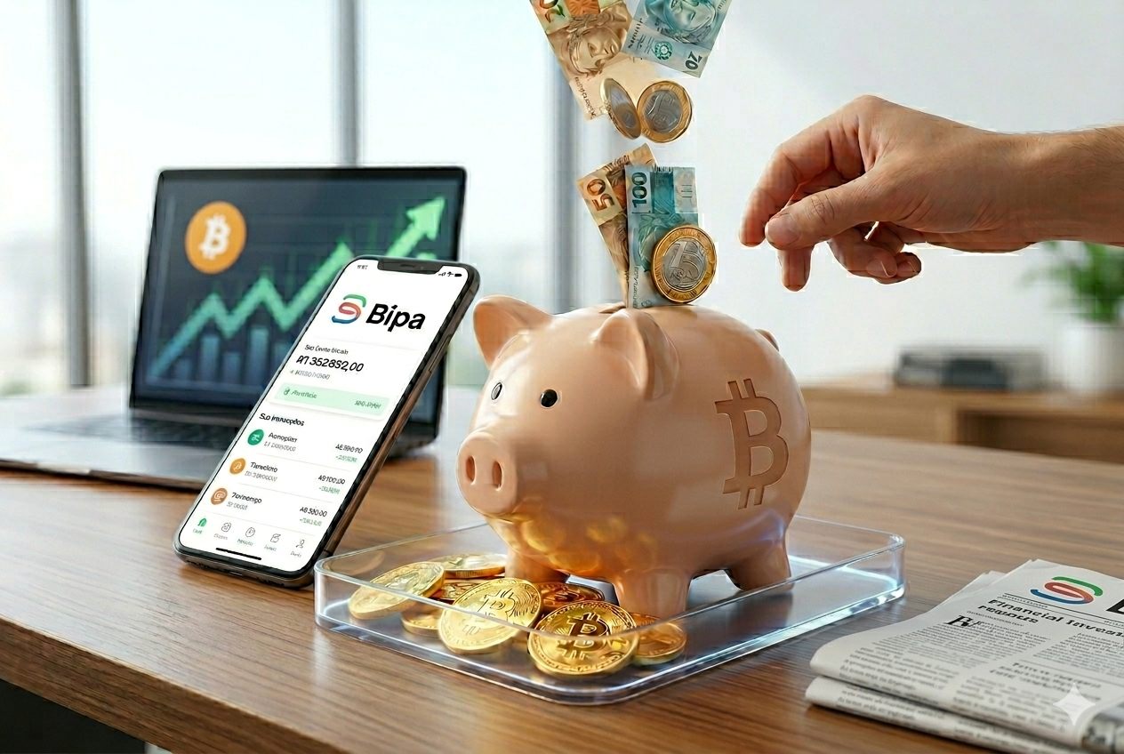 Cofrinho Bipa cria reserva financeira  com recompensa em Bitcoin
